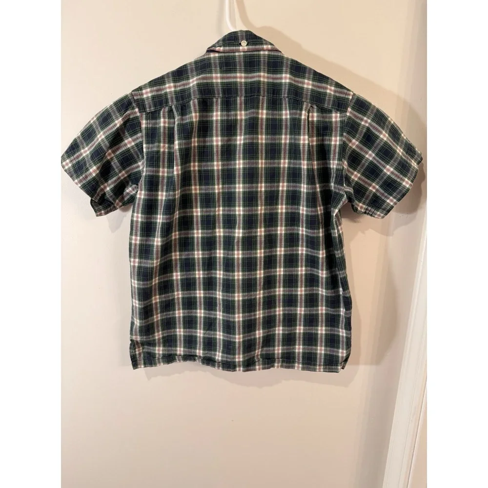 Ralph Lauren Boys Size 7 Short Sleeve Button Up Shirt Blue Green‎ Plaid